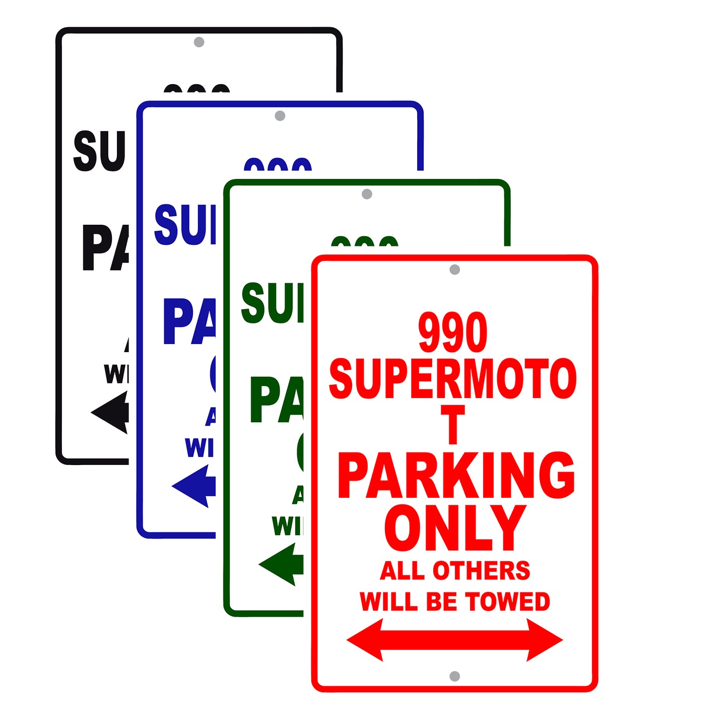 990 Supermoto T Motorcycle Parking Only All Others Will Be Towed Aluminum Metal Sign