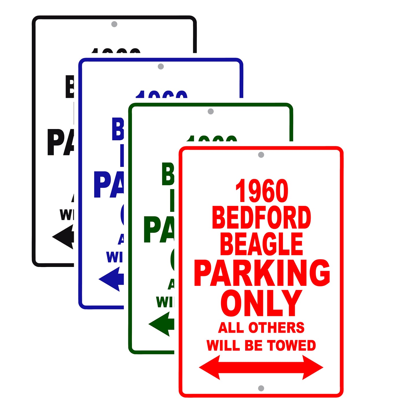 1960 Bedford Beagle Parking Only All Others Will BE Towed Aluminum Metal Sign