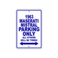 1963 Maserati Mistral Car Parking Only All Others Will Be Towed Aluminum Metal Sign