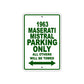 1963 Maserati Mistral Car Parking Only All Others Will Be Towed Aluminum Metal Sign