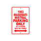 1963 Maserati Mistral Car Parking Only All Others Will Be Towed Aluminum Metal Sign