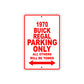 1970 Buick Regal Car Parking Only All Others Will Be Towed Aluminum Metal Sign