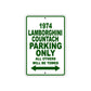 1974 Lamborghini Countach Car Parking Only All Others Will Be Towed Aluminum Metal Sign