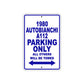 1980 Autobianchi A112 Car Parking Only All Others Will Be Towed Aluminum Metal Sign