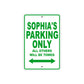 Sophia's Name Parking Only All Others Will Be Towed Aluminum Metal Sign