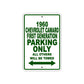 1960 Chevrolet Camaro First Generation Parking Only All Others Will Be Towed Aluminum Sign