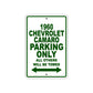 1960 Chevrolet Camaro Parking Only All Others Will Be Towed Aluminum Metal Sign