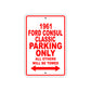 1961 FORD CONSUL CLASSIC Parking Only All Others Will Be Towed 