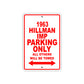 1963 Hillman IMP Parking Only All Others Will Be Towed Sign Plate