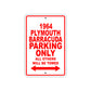 1964 Plymouth Barracuda Parking Only All Others Will Be Towed