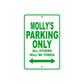 Molly's Name Parking Only All Others Will Be Towed Aluminum Metal Sign