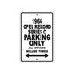1966 Opel Rekord Series C Parking Only All Others Will Be Towed Sign