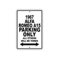 1967 ALFA Romeo A15 Parking Only All Others Will Be Towed Sign Plate