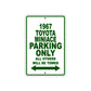 1967 Toyota Miniace Parking Only All Others Will Be Towed Sign Plate