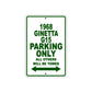 1968 Ginetta G15 Parking Only All Others Will Be Towed Sign Plate