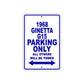1968 Ginetta G15 Parking Only All Others Will Be Towed Sign Plate