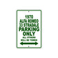 1970 Alfa Romeo 33 Stradale Parking Only All Others Will Be Towed Sign Plate