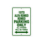 1970 Alfa Romeo Romeo Car Parking Only All Others Will Be Towed Sign Plate