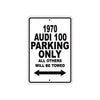 1970 Audi 100 Car Parking Only All Others Will Be Towed Metal Sign 
