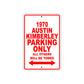 1970 Austin Kimberley Car Parking Only All Others Will Be Towed Sign
