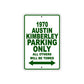 1970 Austin Kimberley Car Parking Only All Others Will Be Towed Sign Plate