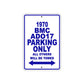 1970 BMC ADO17 Car Parking Only All Others Will Be Towed Metal Sign Plate