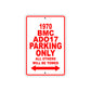 1970 BMC ADO17 Car Parking Only All Others Will Be Towed Sign