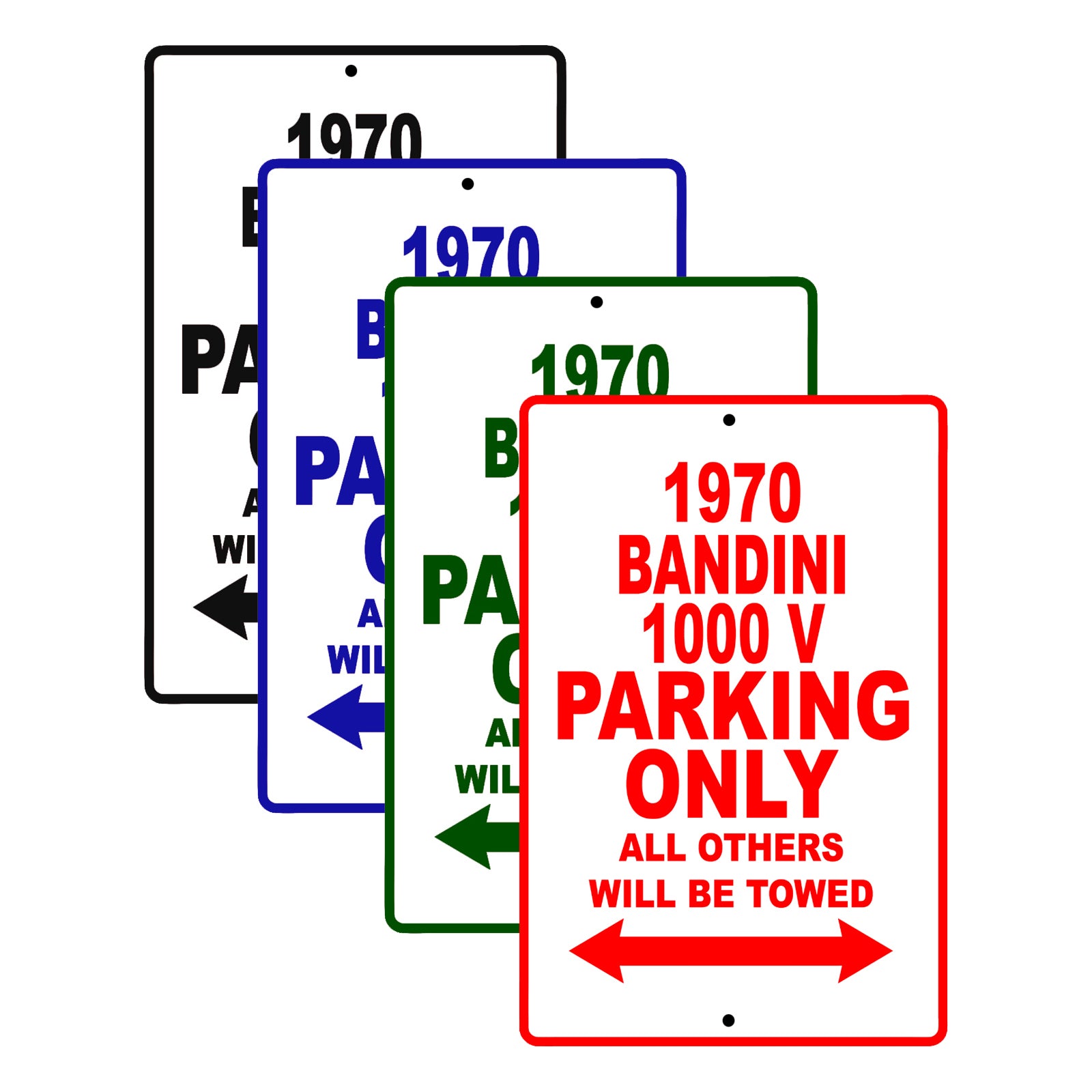 1970 Bandini 1000 V Car Parking Only All Others Will Be Towed Signs