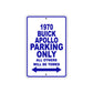 1970 Buick Apollo Car Parking Only All Others Will Be Towed Metal Sign Plate