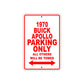 1970 Buick Apollo Car Parking Only All Others Will Be Towed Sign