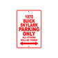 1970 Buick Skylark Car Parking Only All Others Will Be Towed Sign Plate