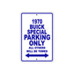 1970 Buick Special Car Parking Only All Others Will Be Towed Metal Sign Plate