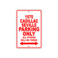 1970 Cadillac Seville Car Parking Only All Others Will Be Towed Sign 