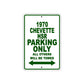 1970 Chevette HSR Car Parking Only All Others Will Be Towed Sign Plate