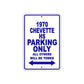 1970 Chevette HS Car Parking Only All Others Will Be Towed Metal Sign Plate