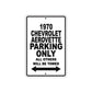 1970 Chevrolet Aerovette Car Parking Only All Others Will Be Towed Metal Sign 