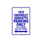 1970 Chevrolet Aerovette Car Parking Only All Others Will Be Towed Metal Sign Plate 