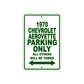 1970 Chevrolet Aerovette Car Parking Only All Others Will Be Towed Sign Plate