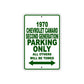 1970 Chevrolet Camaro Second Generation Car Parking Only All Others Will Be Towed Sign Plate
