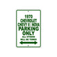 1970 Chevrolet Chevy II / Nova Car Parking Only All Others Will Be Towed Sign Plate