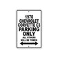 1970 Chevrolet Corvette C3 Car Parking Only All Others Will Be Towed Metal Sign