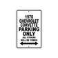 1970 Chevrolet Corvette Car Parking Only All Others Will Be Towed Metal Sign  