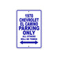 1970 Chevrolet EL Camino Car Parking Only All Others Will Be Towed Metal Sign Plate