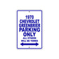 1970 Chevrolet Greenbrier Car Parking Only All Others Will Be Towed Metal Sign Plate
