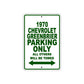 1970 Chevrolet Greenbrier Car Parking Only All Others Will Be Towed Sign Plate