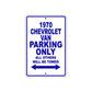 1970 Chevrolet Van Car Parking Only All Others Will Be Towed Metal Sign Plate