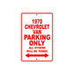 1970 Chevrolet Van Car Parking Only All Others Will Be Towed Sign