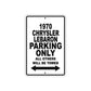 1970 Chrysler Lebaron Car Parking Only All Others Will Be Towed Metal Sign 