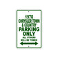 1970 Chrysler Town & Country Car Parking Only All Others Will Be Towed Sign Plate