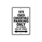 1970 Coach Convertible Car Parking Only All Others Will Be Towed Metal Sign 
